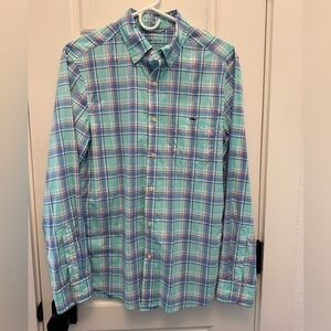 Vineyard Vines On The Go OTG Performance Blue Plaid Button Up Shirt sz Small